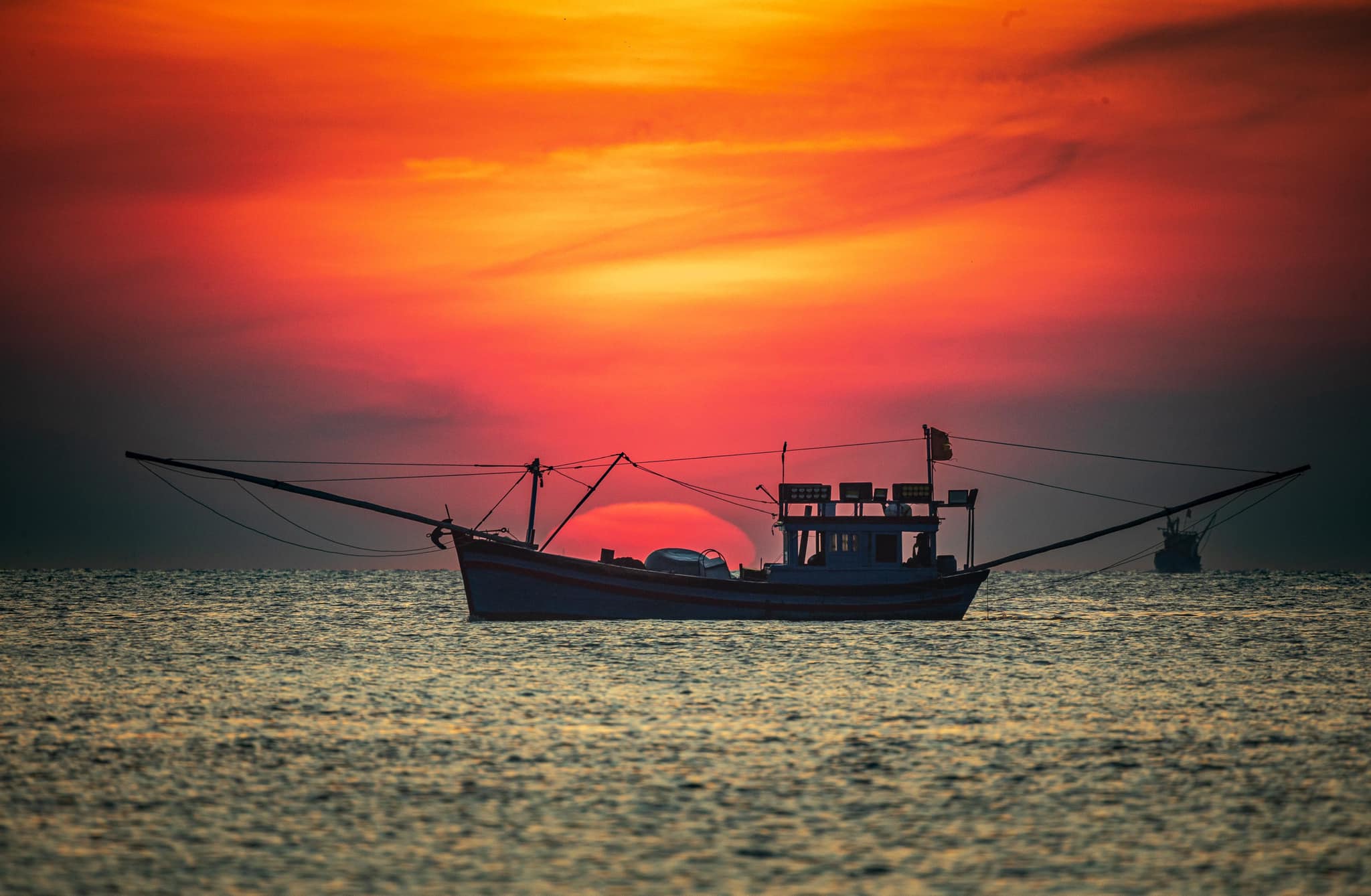 Boat in the middle of the sea